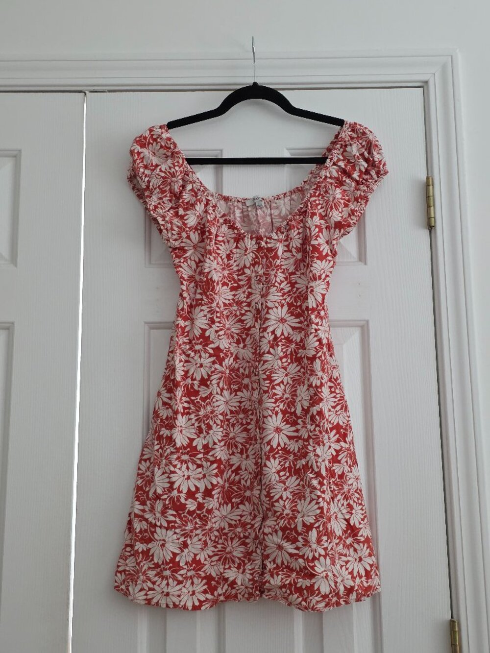 Madewell Red Floral Puff Sleeve Mini Dress - size 2